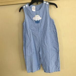 Jon Jon - blue gingham with cupcake- size 12 months